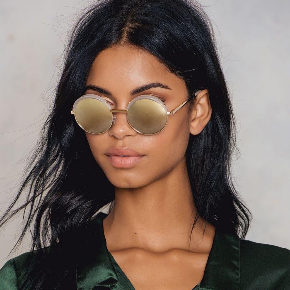 Le Specs Luxe Jester round-frame gold-tone mirrore